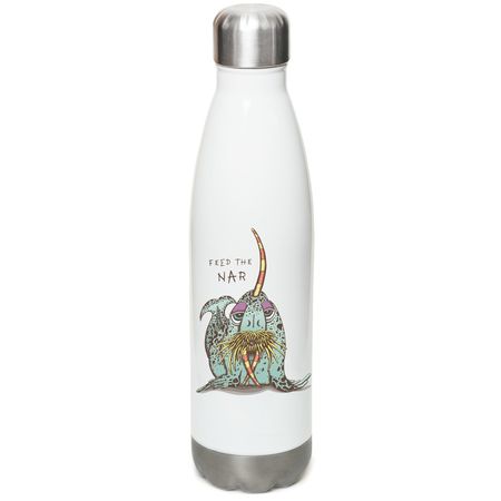 Feed the Nar, a White Stainless Steel Water Bottle