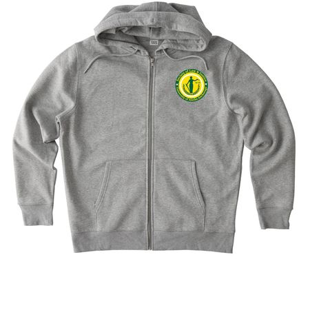 SLJ Logo, a Heather Grey Stanley/Stella Unisex Cultivator 2.0 Zip Up Pullover Hoodie