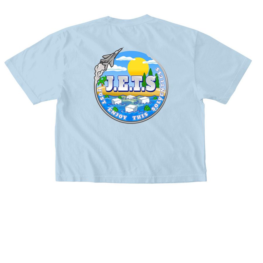 Just Enjoy This Shirt, a Chambray Comfort Colors Boxy Tee (back-view)