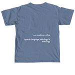 to love is to listen: slp & aud, a Blue Jean Comfort Colors Unisex Tee (back-view)