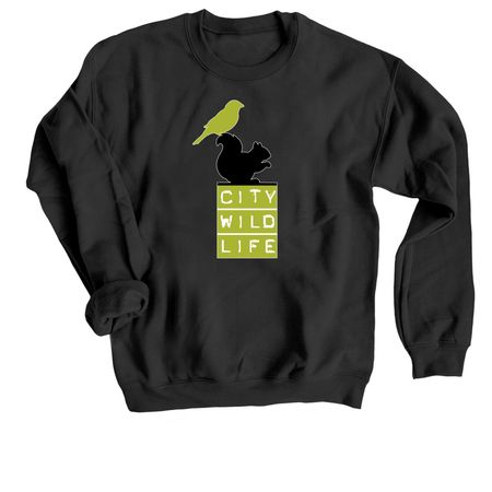 City Wildlife Logo, a Black Crewneck Sweatshirt
