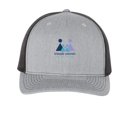 Hats- New Logo, a Heather Grey/ Black Printed Five-Panel Trucker Cap
