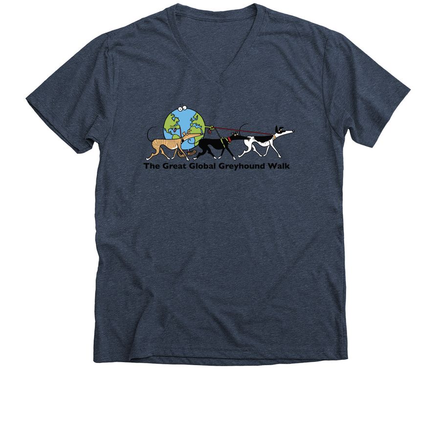 Great Global Greyhound Walk, a Heather Navy Premium V-Neck Tee