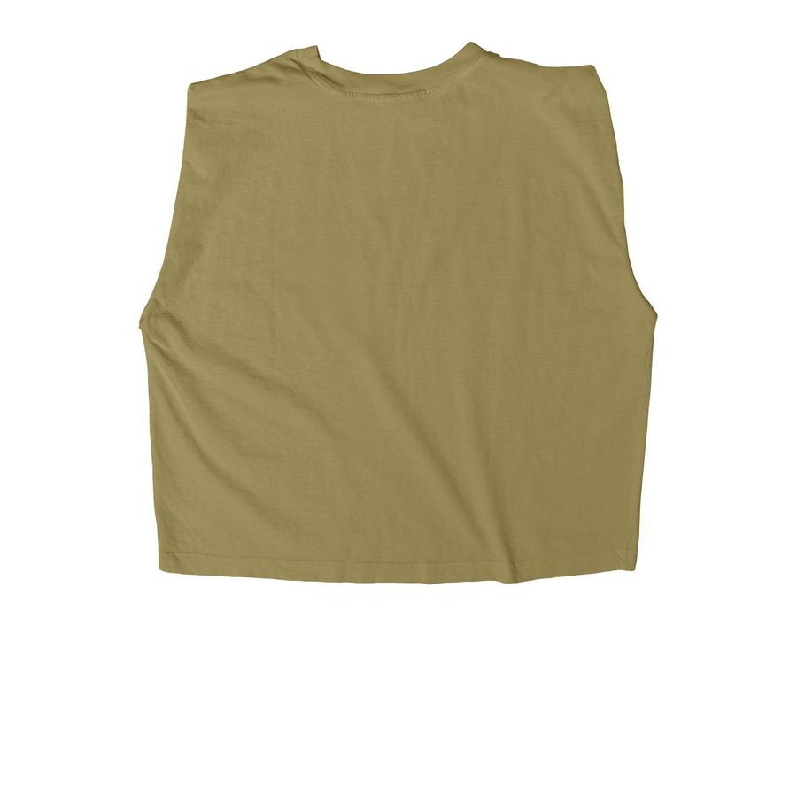 Crop Tops - Besterns 2026, a Faded Army Women's Heavyweight Garment Dye Muscle Tee (back-view)