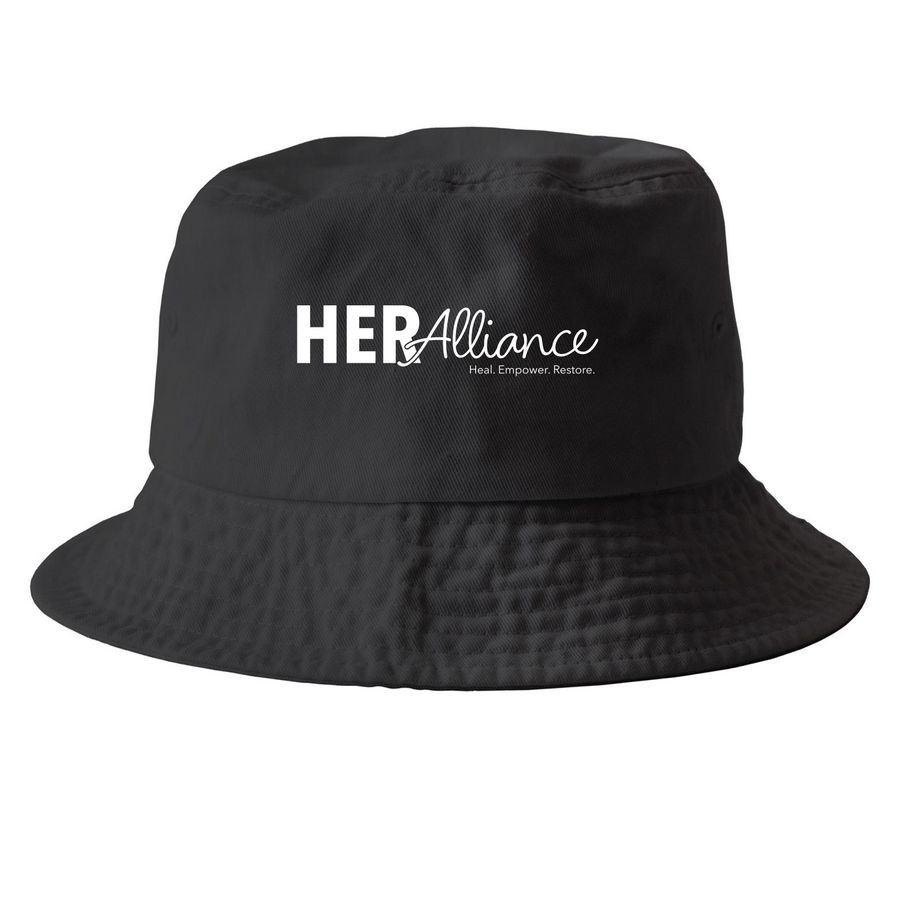HER Alliance - Hats, a Black Printed Bucket Hat