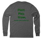 CYGC Front and Back Print Green Logo, a Aluminum Grey Allmade Eco Triblend Long Sleeve Tee (back-view)