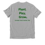 CYGC Front and Back Print Green Logo, a Granite Grey Heather Allmade Organic Cotton Unisex Tee (back-view)