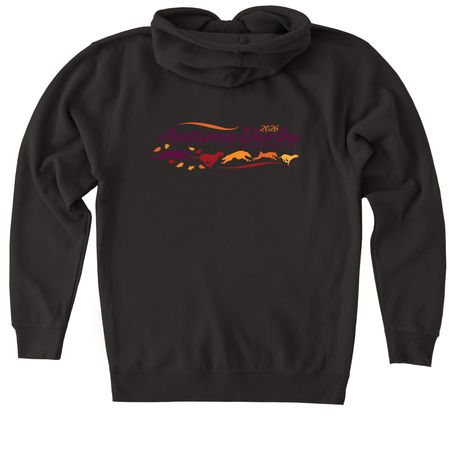 Designs on the back - color, a Black Heavyweight Zip Up Hoodie