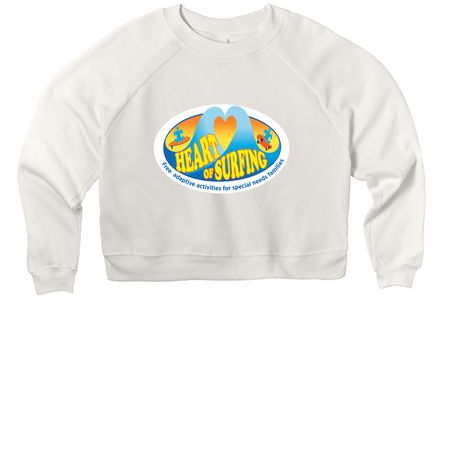 Heart of Surfing-Ocean Playground Backside LG, a Vintage White Women's Premium Cropped Raglan Sweatshirt