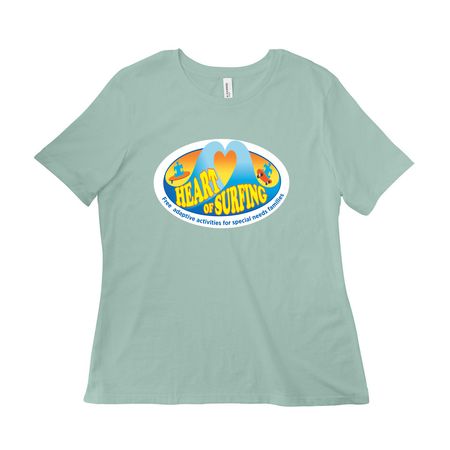 Heart of Surfing-Ocean Playground Backside LG, a Dusty Blue Women?s Relaxed Cotton Tee