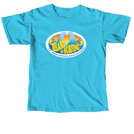 Heart of Surfing-Ocean Playground Backside LG, a Lagoon Blue Comfort Colors Unisex Tee