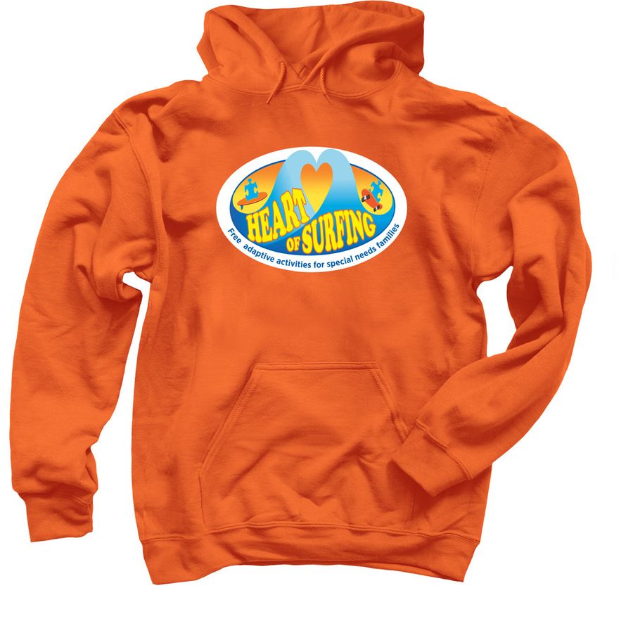 Heart of Surfing-Ocean Playground Backside LG, a Orange Pullover Hoodie