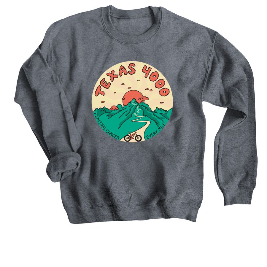 Texas 4000 for Cancer Fundraising Merch, a Dark Heather Crewneck Sweatshirt