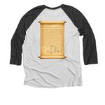 1776 ? When Freedom Was Declared, a Black and Heather White 3/4 Sleeve Baseball Tee (back-view)