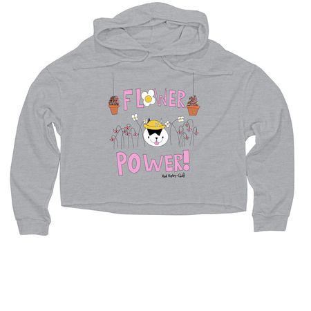 Flower Power, a Grey Heather Women?s Lightweight Cropped Hoodie