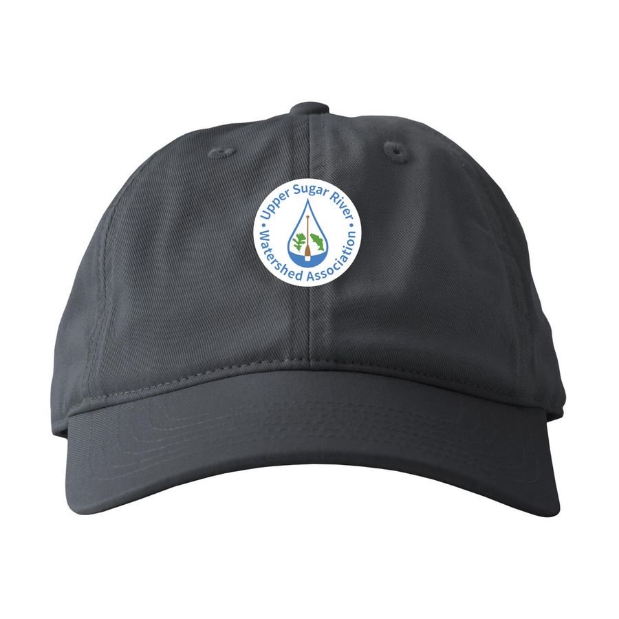 Upper Sugar Logo Baseball Hat, a Charcoal Printed Eco Baseball Cap