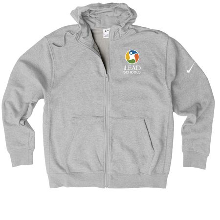 iLEAD Schools x Nike, a Dark Grey Heather Nike Club Fleece Zip Up Hoodie