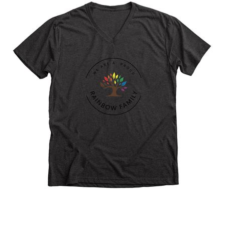 Rainbow Families Full Color Logo, a Dark Grey Heather Premium V-Neck Tee