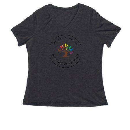 Rainbow Families Full Color Logo, a Dark Grey Heather Women's Relaxed V-Neck Tee