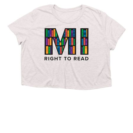 MI Right to Read, a Heather Dust Women?s Flowy Cropped Tee