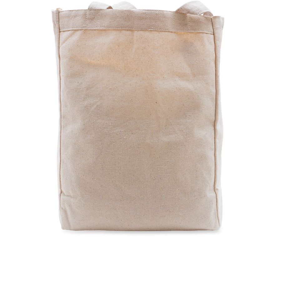 Abe's Tote Bag - Black Print, a Natural Recycled Cotton Tote Bag (back-view)