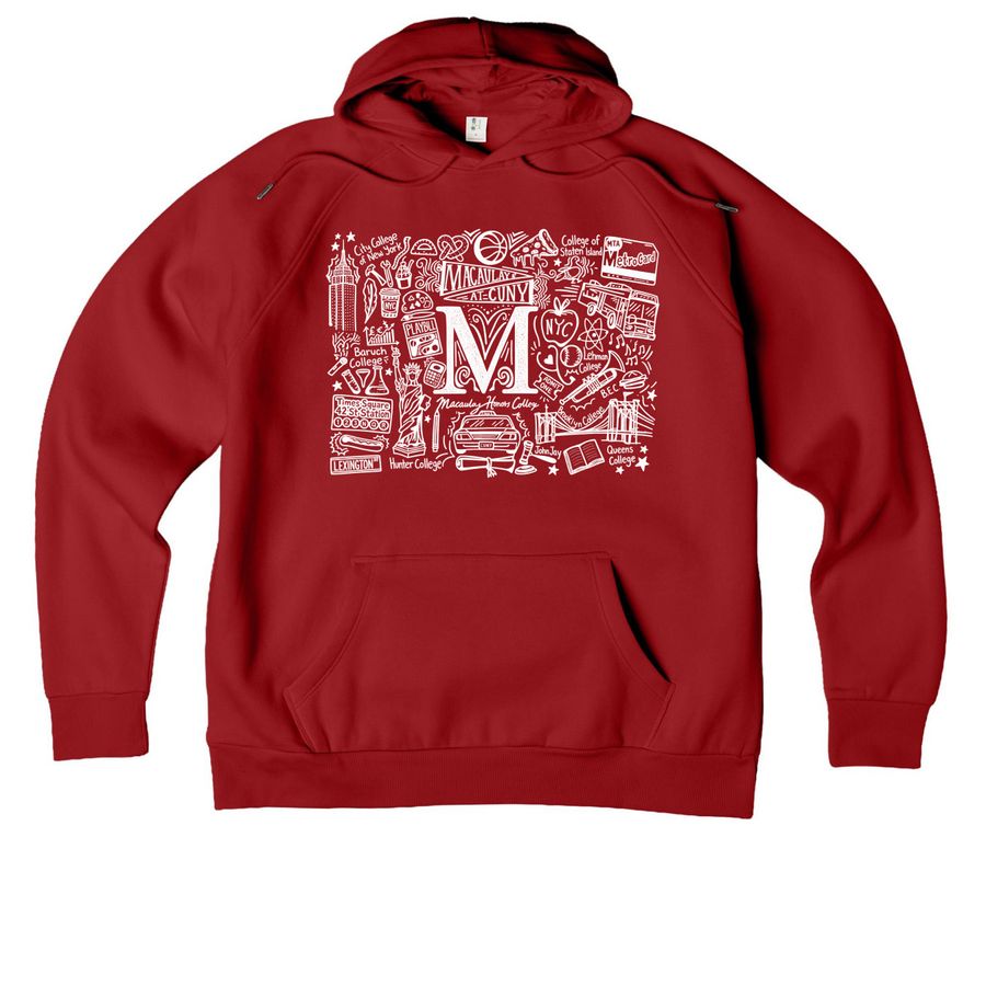 Macaulay Honors Doodle Design, a Revolution Red Allmade Organic CVC Pullover Hoodie