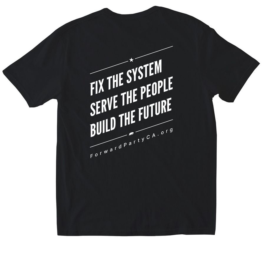FWD CA Tee (Dark), a Black Softstyle Cotton Tee (back-view)