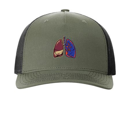 Hats, a Loden Green/ Black Printed Five-Panel Trucker Cap