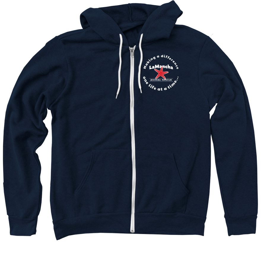 LaMancha - Making a Difference VOLUNTEERING, a Navy Zip Up Hoodie