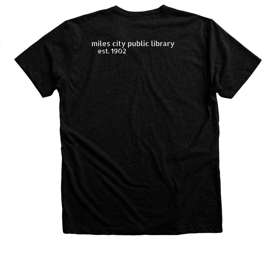 Data Centers? Try a book., a Black Heather Premium Unisex Tee (back-view)