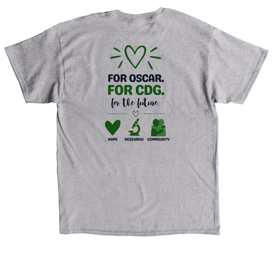 Oscar?s Smile Squad for CDG Care, a Sport Grey Classic Unisex Tee (back-view)