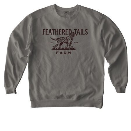 Feathered Tails Farm - Winston Font, a Grey Comfort Colors Crewneck Sweatshirt