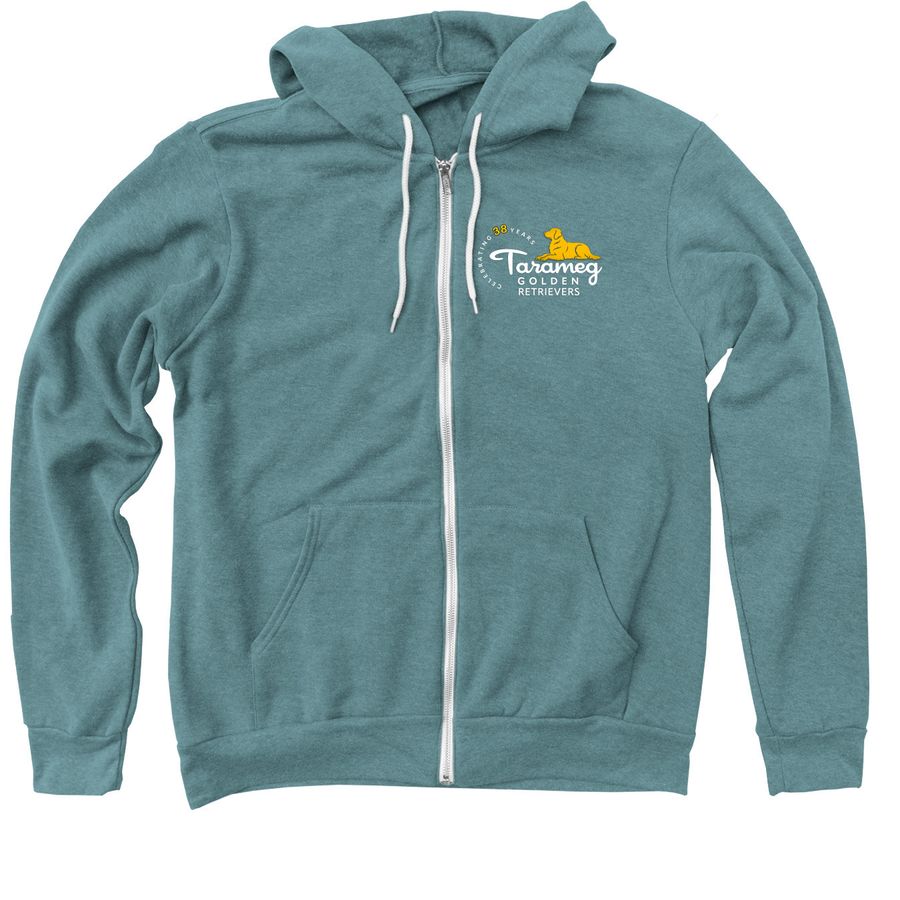 Henry?s Tarameg White Logo, a Heather Deep Teal Zip Up Hoodie