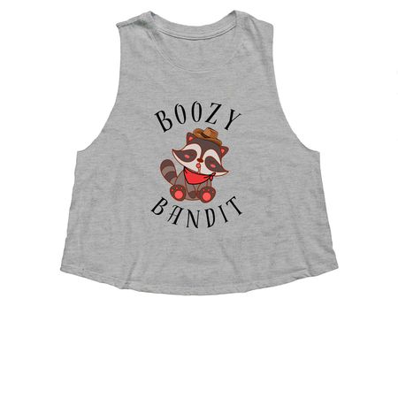 The Boozy Bandit, a Athletic Heather Women's Cropped Racerback Tank