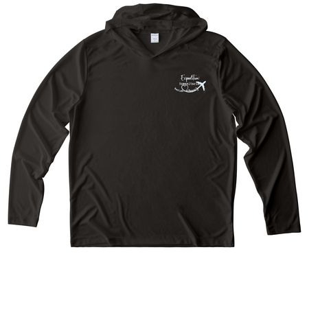 Expedition: Humanitarian SPF Shirts!, a Black UV Performance Long Sleeve Hoodie
