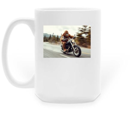 Bigfoot Biker, a White Large Coffee Mug (back-view)