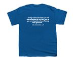 FBACC Logo with Scripture, a Royal Blue Youth Unisex Tee (back-view)