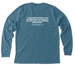 FBACC Logo with Scripture, a Heather Deep Teal Premium Long Sleeve Tee (back-view)