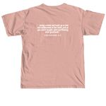 FBACC Logo with Scripture, a Peachy Comfort Colors Unisex Tee (back-view)