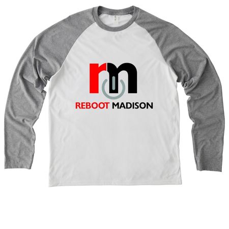 REBOOT MADISON, a Aluminum Grey/ Bright White Allmade Eco Triblend Colorblock Raglan Long Sleeve Tee