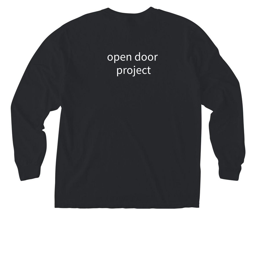 here. together., a Black Comfort Colors Long Sleeve Pocket Tee (back-view)
