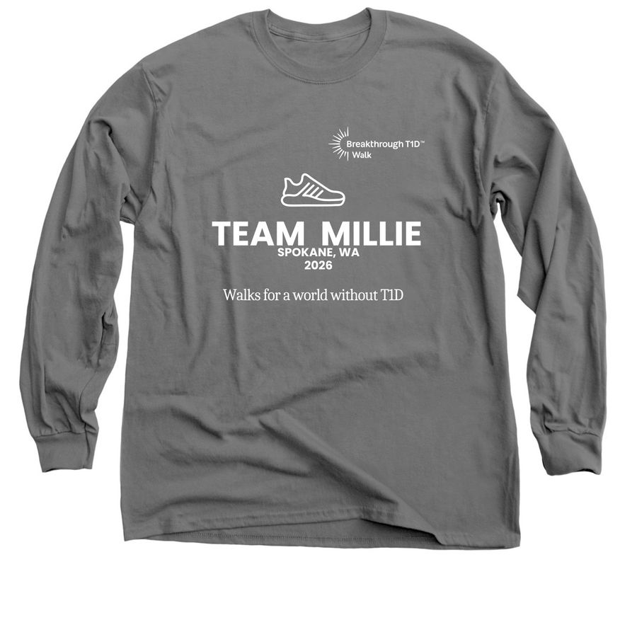 Team Millie - T1D Support, a Charcoal Classic Long Sleeve Tee