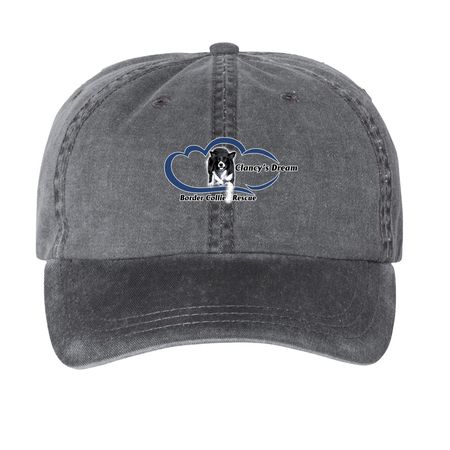 Clancy's Dream Border Collie Rescue Hats, a Black Printed Pigment Dye Baseball Cap
