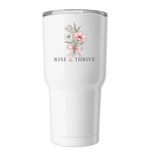Rise With Integrity Floral, a White Insulated Tumbler (back-view)