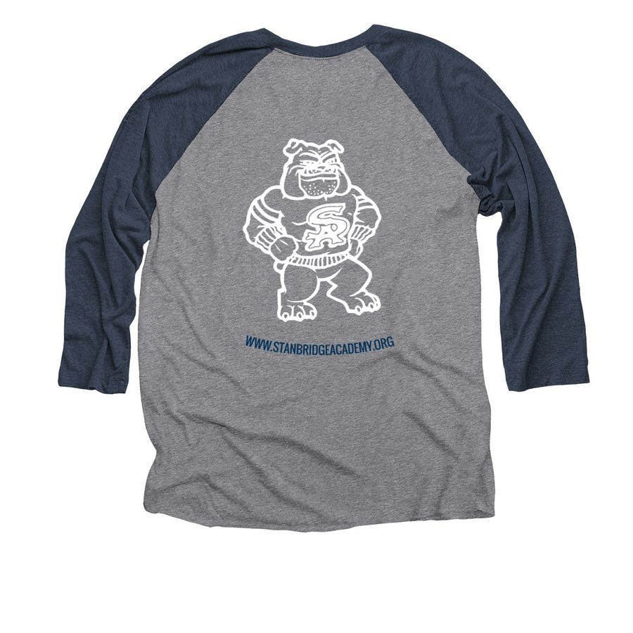 Vintage Pawprint, a Vintage Navy and Premium Heather 3/4 Sleeve Baseball Tee (back-view)