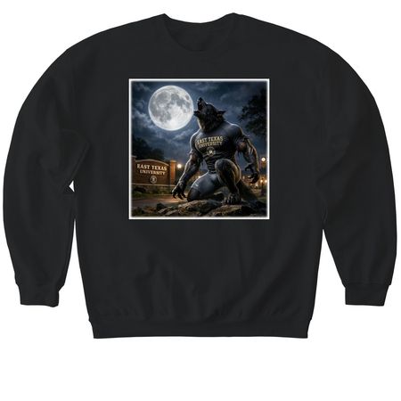 GrrAndy Howling at the Moon, a Black Softstyle Crewneck Sweatshirt