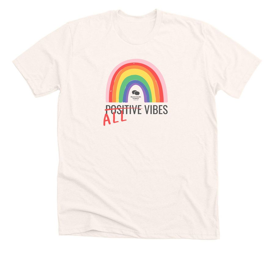 All Vibes Welcome, a Heather Natural Premium Unisex Tee