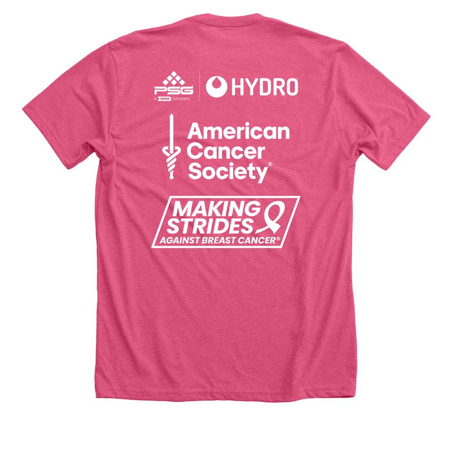 Hydro Support Stream, a Heather Charity Pink Premium Unisex Tee (back-view)