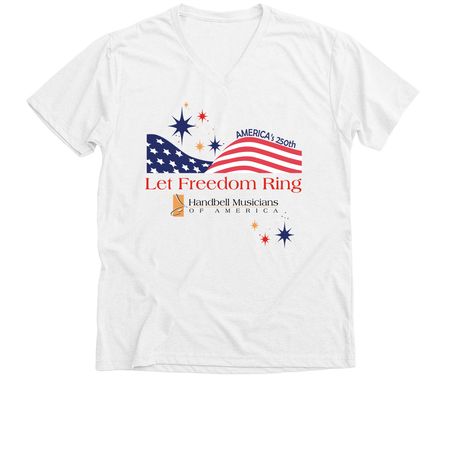 Let Freedom Ring T-Shirt, a Solid White Blend Premium V-Neck Tee