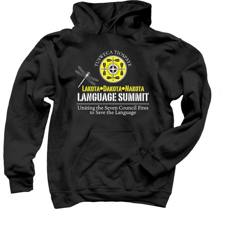 Lakota Dakota Nakota Language Summit, a Black Pullover Hoodie